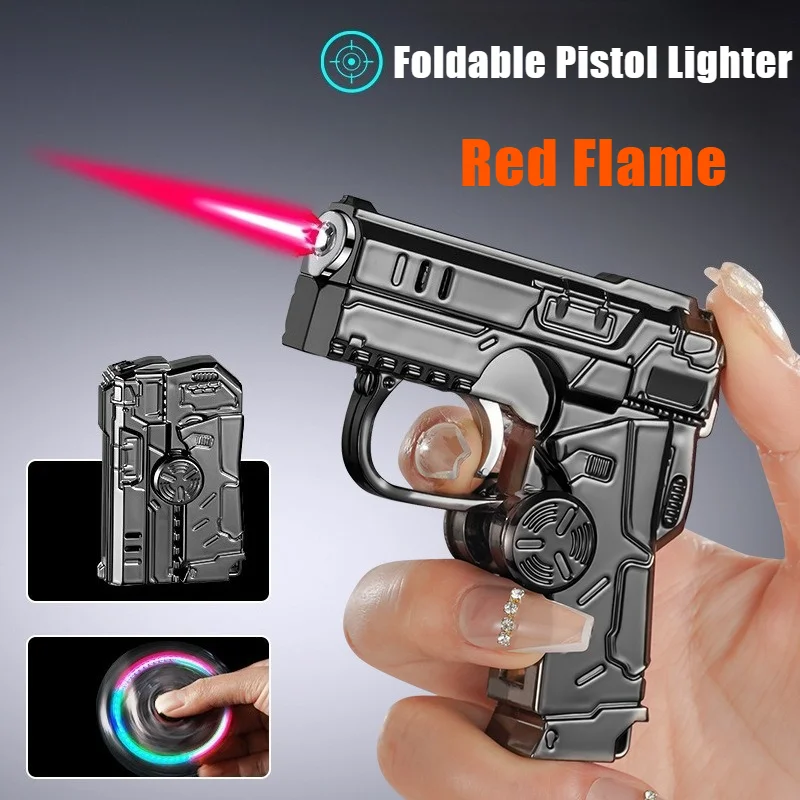 2026 Fingertip Decompression Gyro Lighter Electroplated Luminescent Inflatable Foldable Cigarette Lighters & Smoking Accessories