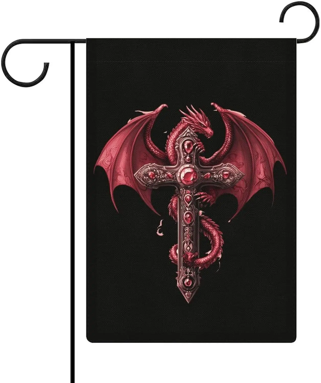 Dragon-Crosses Garden Flags 12x18 Inch Double Sided Outside Flag for Yard Outdoor Decor llp