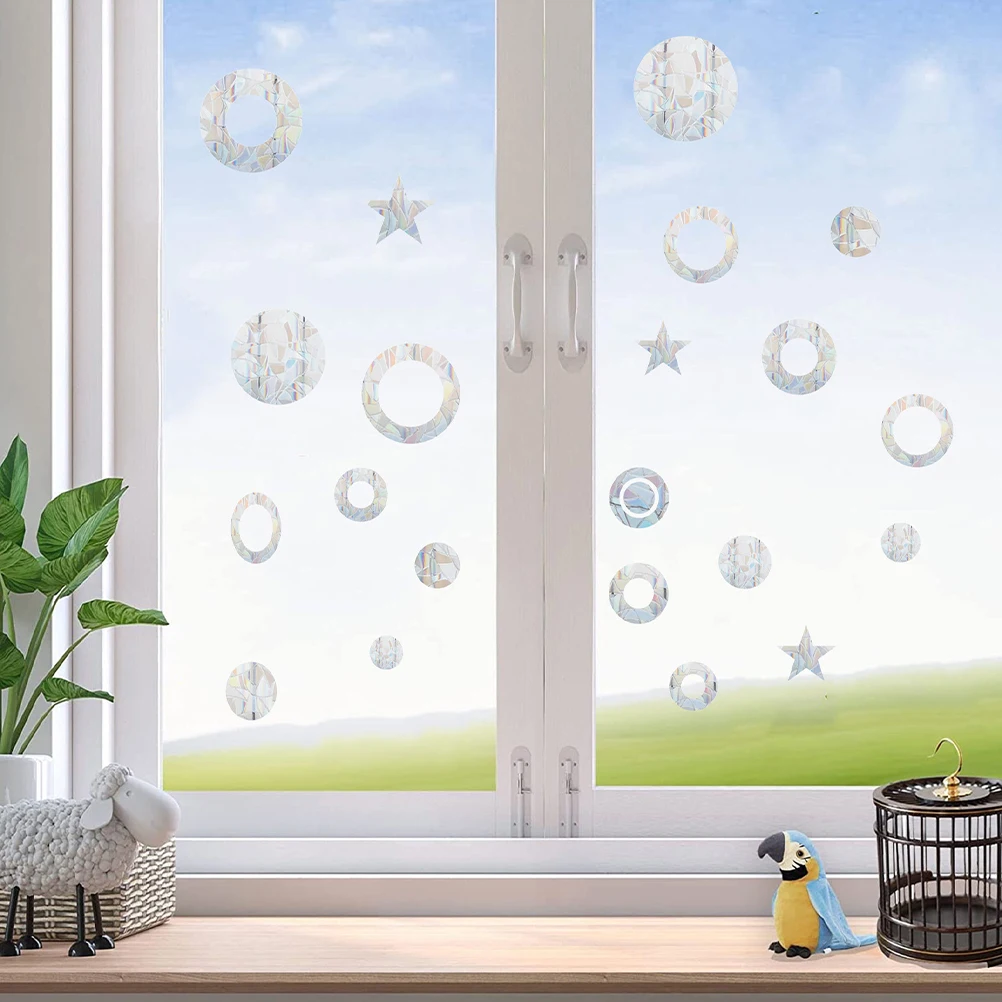 

6pcs Anti Collision Window Stickers For Birds Rainbow Glass Cling Decals Prevent Bird Strikes Home Decor Kitchen Living Room