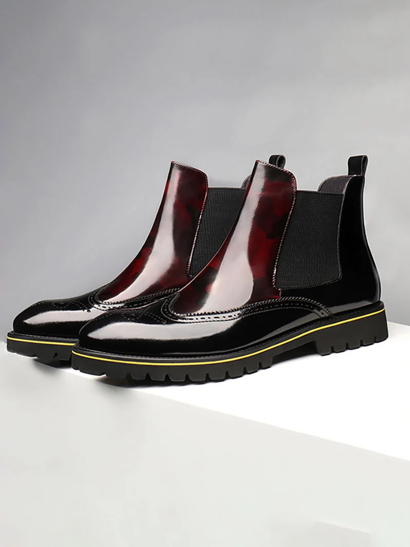 

Makesiman/Новые зимние ботинки «броги» с резной отделкой «Челси», мужские кожаные туфли с высоким берцем в британском стиле, теплые короткие ботинки из воловьей кожи на флисовой подкладке