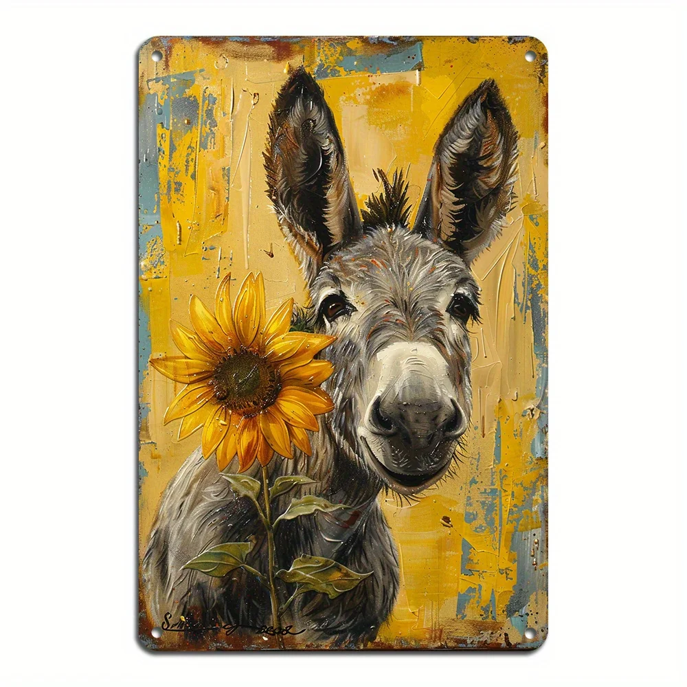 1PC Donkey Metal Painting Sign Vintage Metal Wall Decor For Room Decor Home Restaurant Bar Cafe Garage Decor 8x12 inch