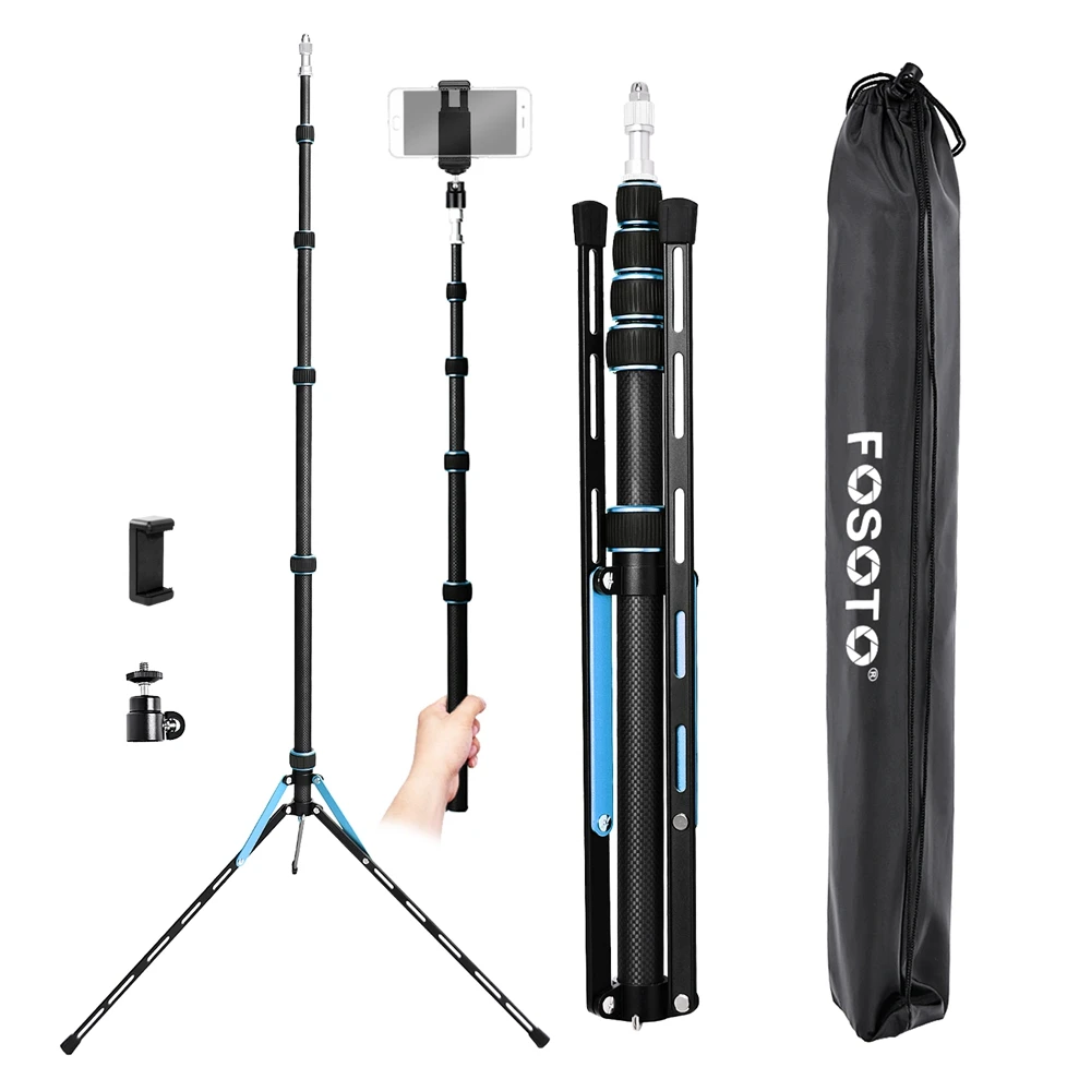 USA FREE SHIPPING FOSOTO FT-220 87inch Carbon Fiber Lightweight Photography Tripod Light Stand for Softbox Umbrella Shooting