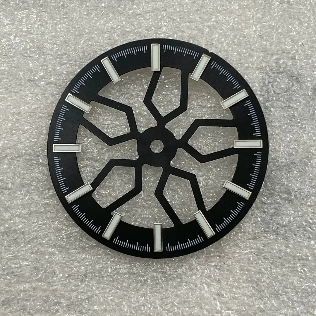 31.8mm No Logo Hollow Wheel Bone Dial For NH70 Movement Green Luminous Watch Modification Accessories Custom Logo