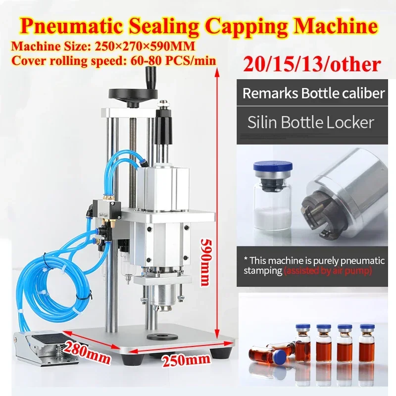 Automatic Vials Bottle Sealing Capping Machine, Manual Pneumatic, Oral Liquid, Penalty Bottle, Medical Nozzle, Aluminum Plastic