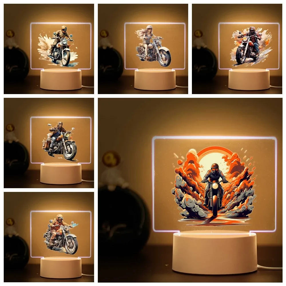 Lámpara de mesa Led para hombre caliente en una motocicleta, decoración para fiesta de cumpleaños, 1 ud.