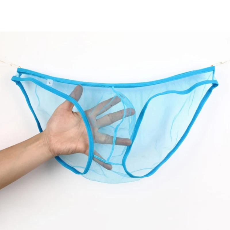 Men's Low Waist Gay Ultra-thin Panties Mesh Very Hot Lingerie Transparent Underwear For Man Sexy Accessories Hot Bikini Briefs