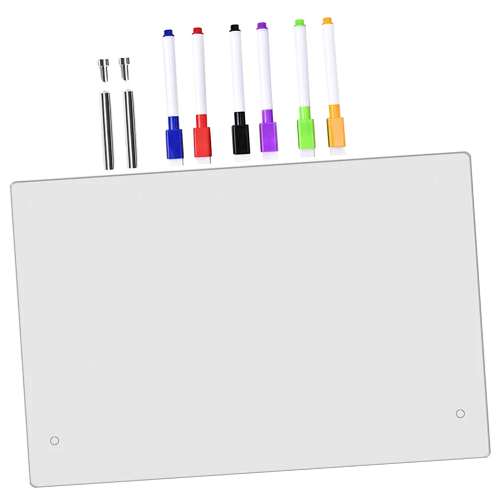 Tableau blanc transparent effaçable à sec avec stylo, mémo en acrylique, note de message, bureau, bureau