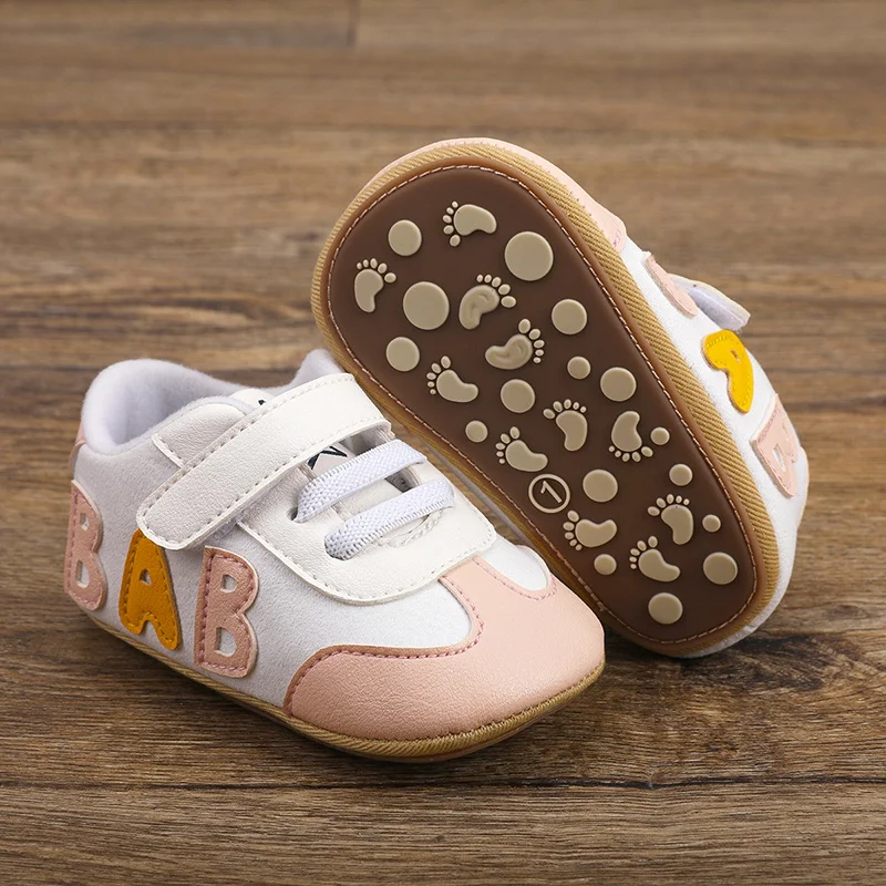 Baby Boy Girls Shoes Newborn Sneakers First Walkers Infant Toddler Anti-Slip Soft Sole Letter Print Newborn Baby Shoe 0-18 Month