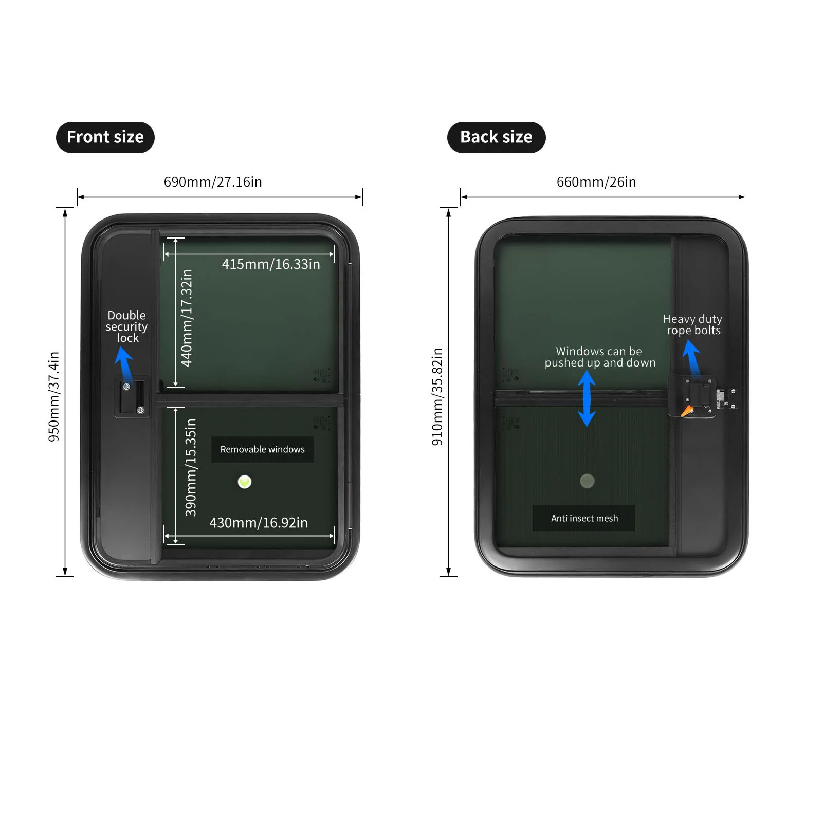 باب مدخل التخييم مع نافذة منزلقة مقاومة للأشعة فوق البنفسجية عازلة للحرارة حافة ناعمة مختومة لمقطورة تخييم RV #5
