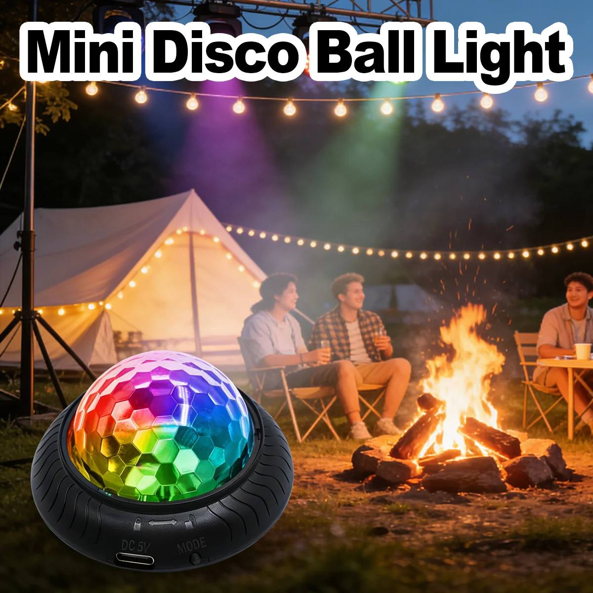 Rechargeable Mini Disco Ball 360 Rotating Strobe Laser Sound Activated RGB USB Smart Multicolor Atmosphere Decoration Bulbs Home