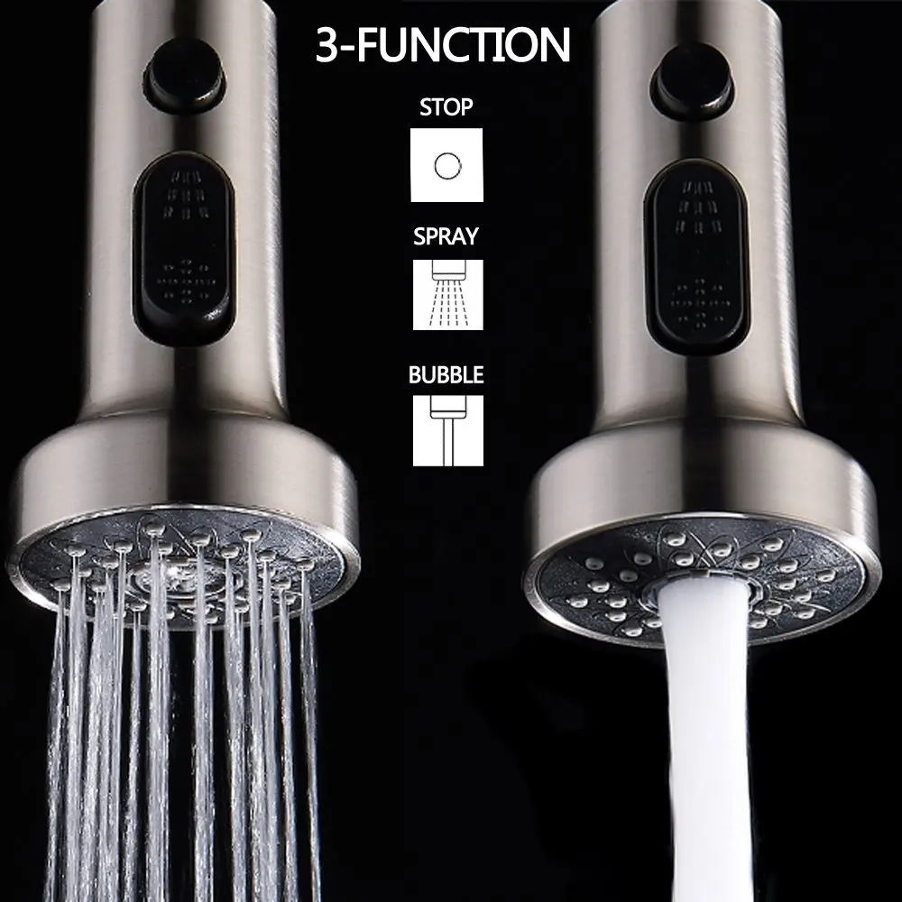 Kitchen Pull Out Faucet Sprayer Nozzle 3 Modes ABS Water Saving Bathroom Basin Sink Shower Spray Head For 1/2" Connection
