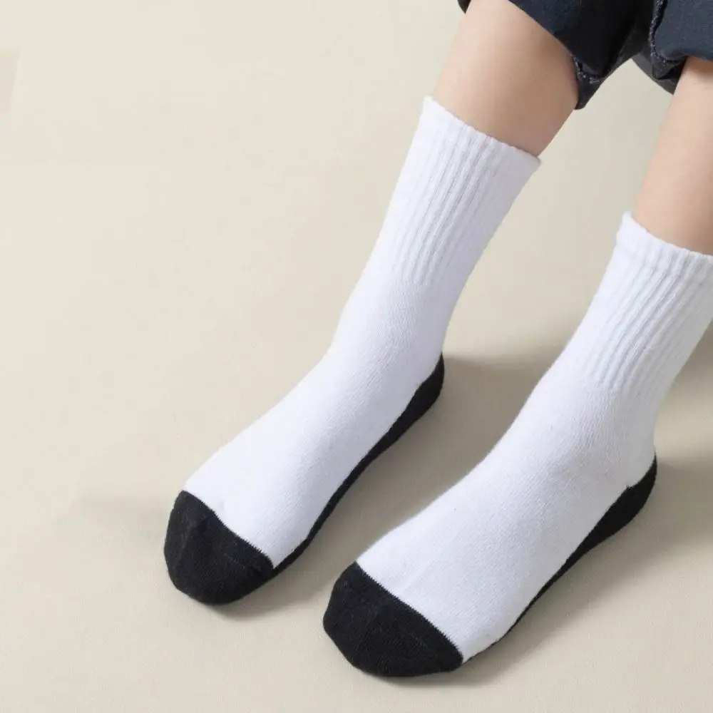 

4/6Pairs Casual Simple Men's Mid-calf Socks Non-slip Hosiery Men Tube Socks Patchwork Breathable Sports Sock Summer