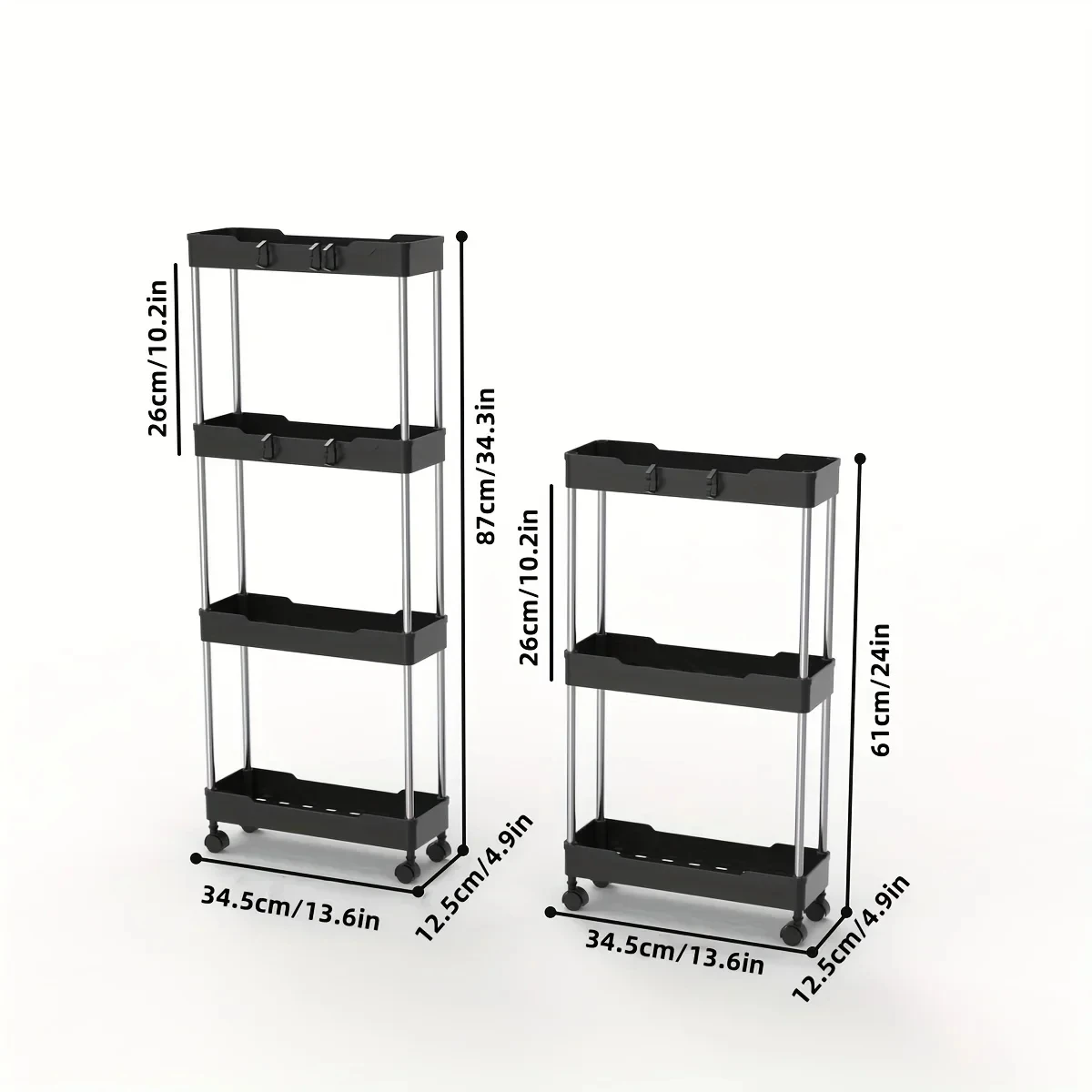 3/4 Tier Mobile Storage Shelf Interspace Gap Shelf Kitchen Storage Shelf Bathroom Storage Rack Fridge Side Seam Finishing Rack