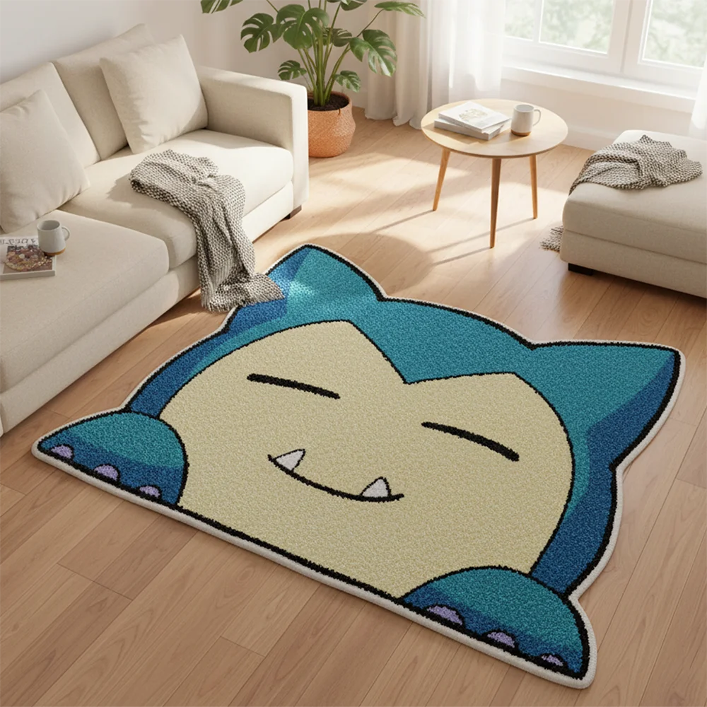 Cute Anime Rug Cartoon Pokemon Snorlax Rug Bedroom Decor Floor Mat Soft Plush Non-Slip Living Room Carpet Gift for Fans view 4