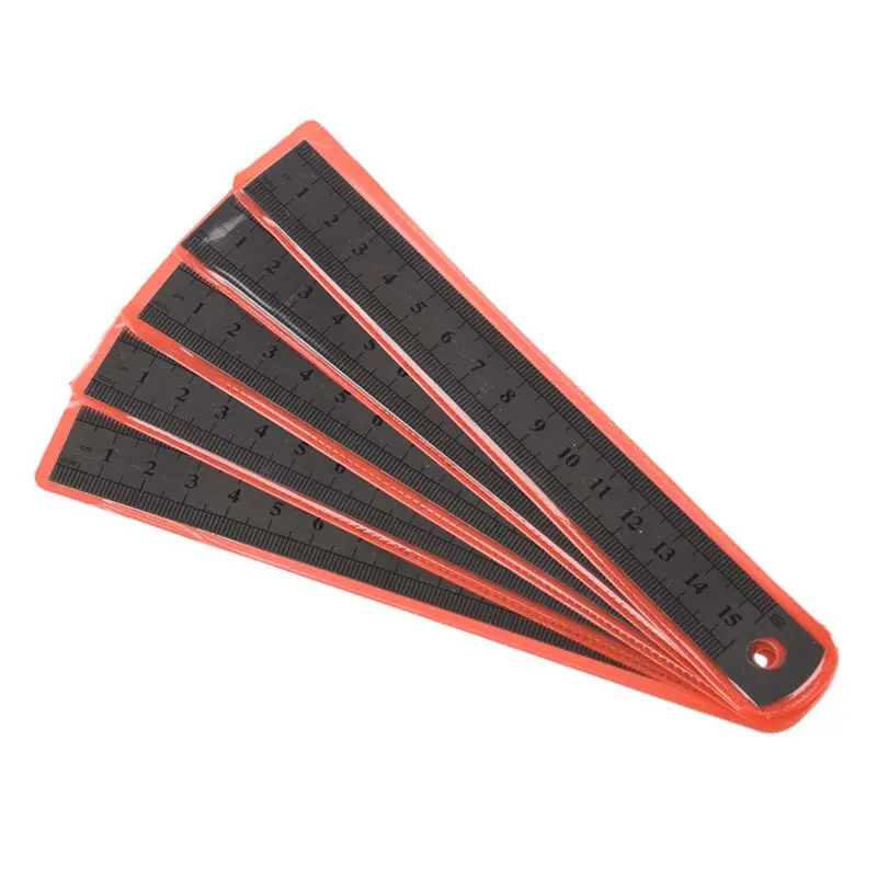 ABRI-15 Pcs Dual Side Marked 15Cm 6 Inch Stainless Steel Straight Ruler