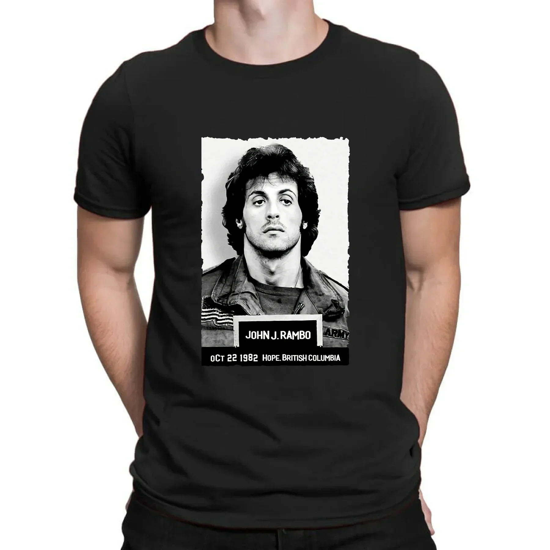 Amazing Male T Shirt Oversized Essential Fashion Rambo Police Mugshot Funny Movie T-shirt Men T-shirts Graphic Streetwear S-3XL