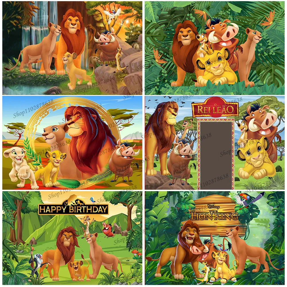 Background The Lion King Simba Family Wife Child Boy Tropical Jungle Birthday Backdrop Decoration Baby Shower Banner Props