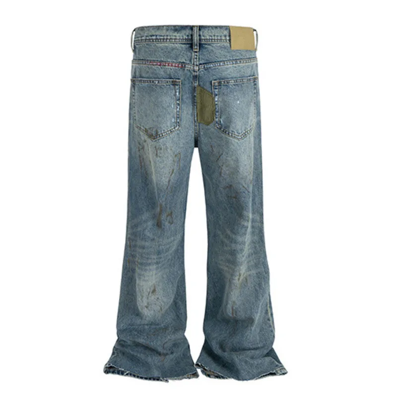 HKSH 春秋オリジナルデザインコーデュロイパッチワーク刺繍ファッションデニムパンツユニセックスウォッシュヴィンテージブーツカットジーンズ HK7930