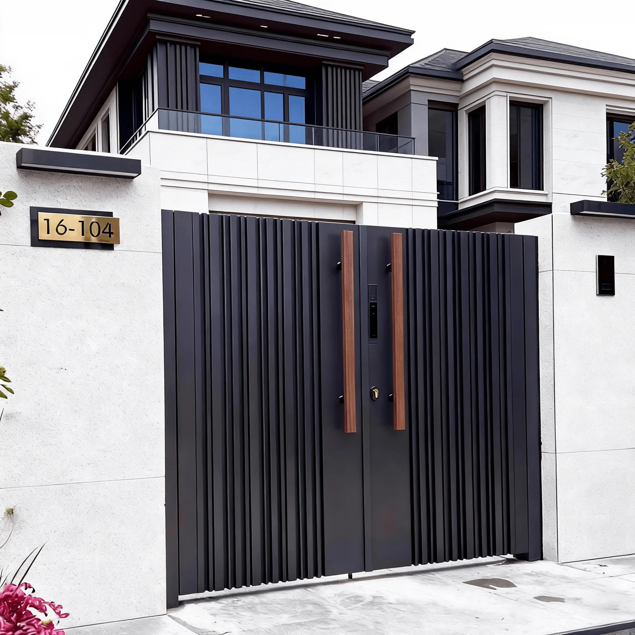 Modern Exterior Double Doors Front Entry Doors Aluminum Alloy Manual Swing Fence Gate for Houses