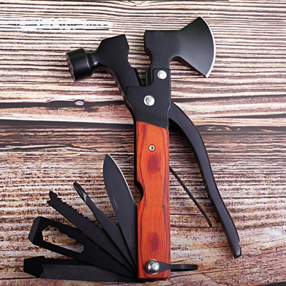 Imagem -06 - Multifuncional Pequeno Machado Martelo para Camping Pocket Knife Alicadores Mini Portátil para Caça Camping Sobrevivência Ferramenta de Dobramento ao ar Livre