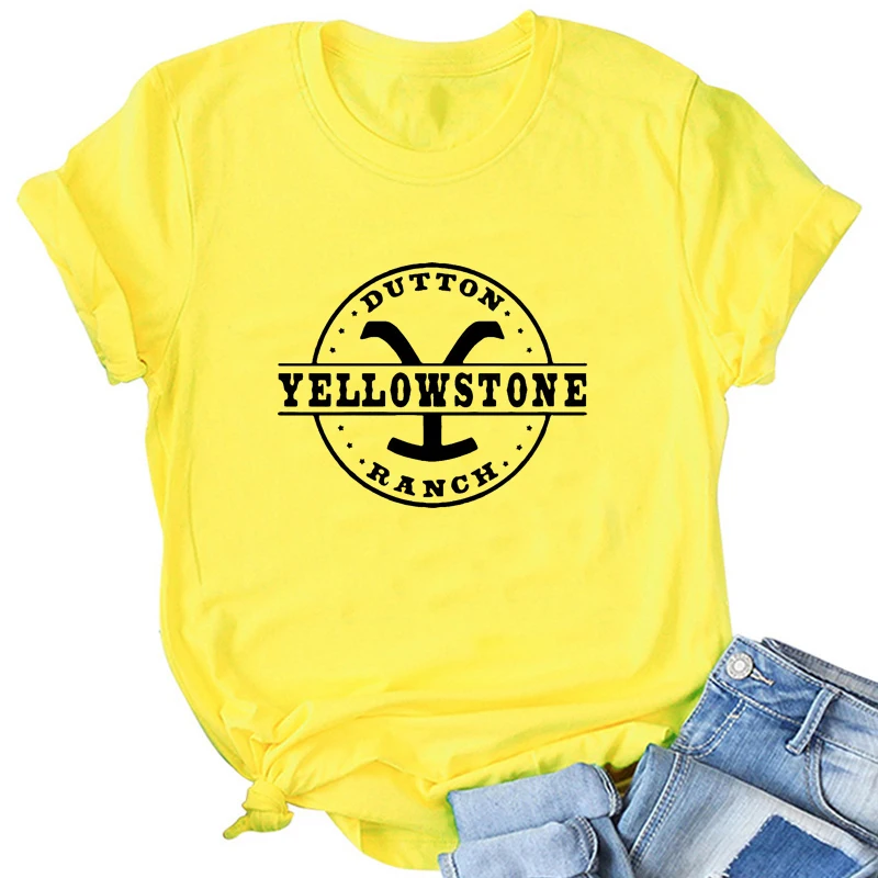 Dutton Yellowstone Ranch T Shirts Women Clothing 2024 Short Sleeve Summer Fashion Tshirt Pink White Clothes Tops Dropshipping