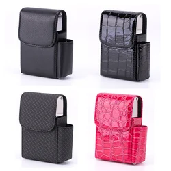 PU Leather Cigar Storage Box King Regular Slim Size Sliding Cigarette Box Case with Lighter Holder and Belt Loop for Men Women