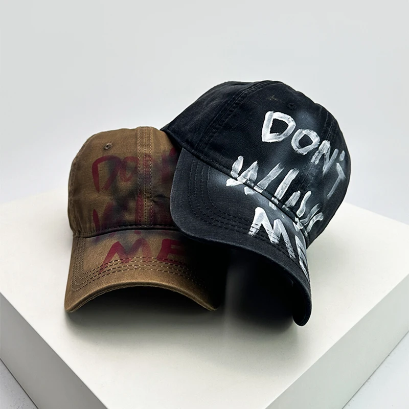 New Unisex American Style Graffiti Letters Baseball Hats Breathable Retro Sunshade Hip Hop Peaked Caps Versatile Fashion Niche