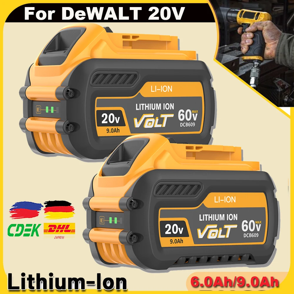 

9000mAh Battery DCB200 MAX For Flexvolt For Dewalt DCB606 DCB205 DCB206 DCB209 DCB182 Power Tool Battery 20V/60V Battery