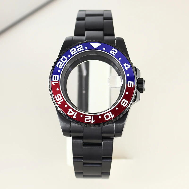 40mm Watch Case Sapphire Glass 120 clicks Bezel For NH35 NH36 NH34 Miyota 8215 Eta 2824 PT5000 Movement Oyster Bracelet GMT Case