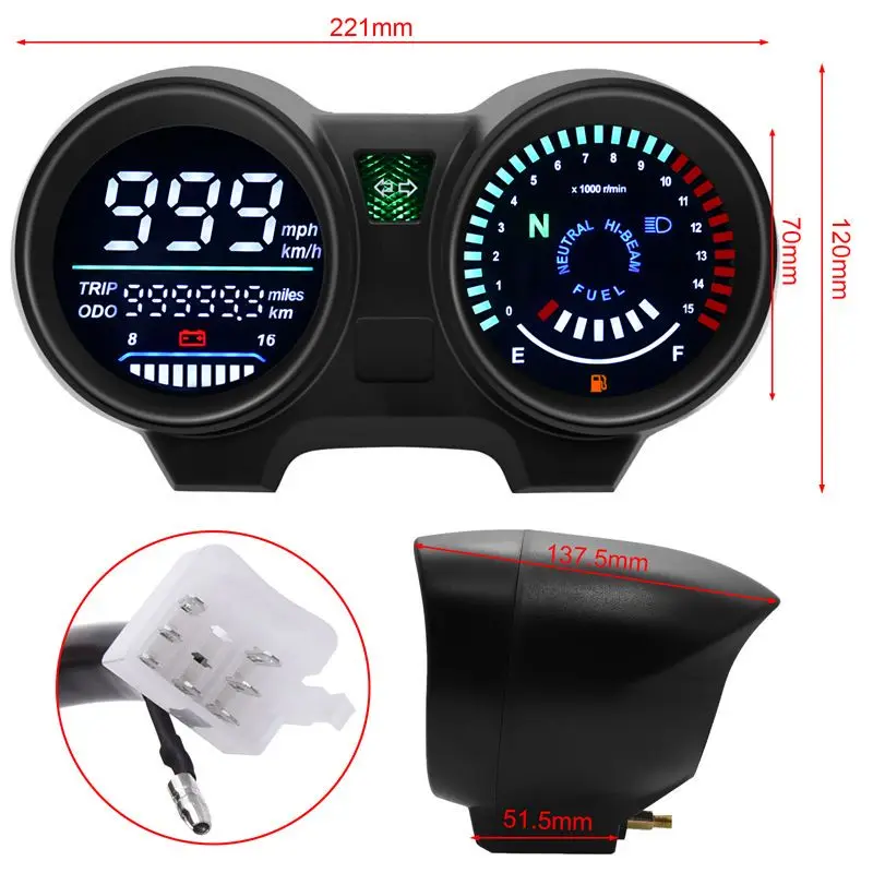 Motorcycle Speedometer LED Digital Dashboard Electronics Panel For Brazil TITAN 150 Honda CG150  Fan150 2010 2012 image 4