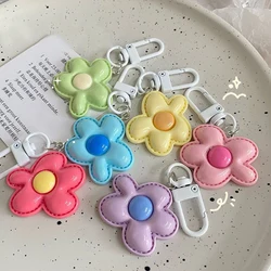 Candy Color Flower Keychain Bag Earphone Case Pendant DIY Accessories Car Key Ring Cute Flowers Key Chains Decor Jewelry