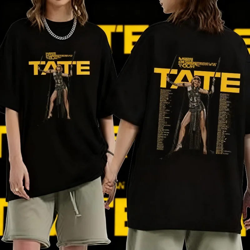 

2025 Summer Tate McRae Miss Possessive Tour 100% Pure Cotton Printed T-shirt Men Harajuku O-Neck Casual T-shirt Fans Gift