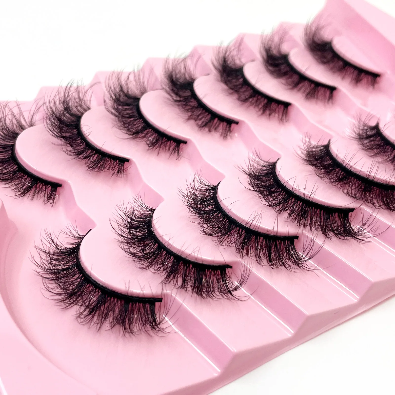 New 7 Pairs of Thick, 3D Simulation Mink Fur Fake Eyelashes Short, Dramatic Fake Eyelashes Wholesale Full Line Fake Eyelash Make