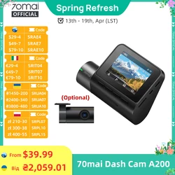 70mai Dash Cam A200 2'' LCD Screen 70mai A200 Car DVR1080P Auto Recorder 24H Parking Support 130° FOV Dual-channel Record