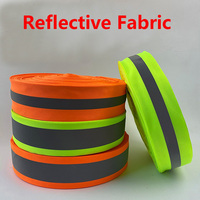 100m Reflective Fabric Luminous Ribbon Webbing Sewn On Tape Weaving Piping tape Warning with Bright Film Silvery lime