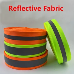 100m Reflective Fabric Luminous Ribbon Webbing Sewn On Tape Weaving Piping tape Warning with Bright Film Silvery lime
