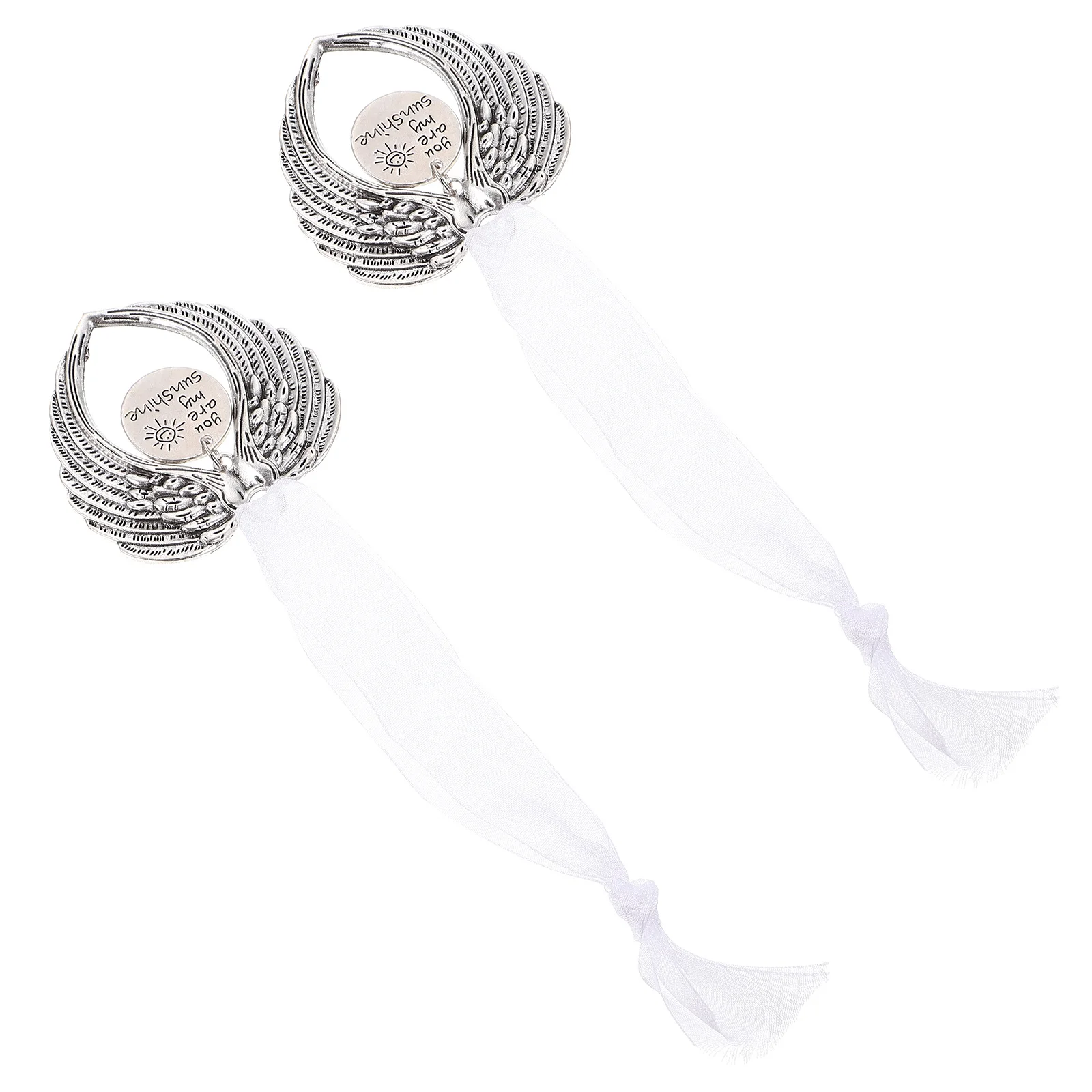 

2 PCS Tree Memorial Pendant Silver Christmas Ornaments Wing Pendants Decoration
