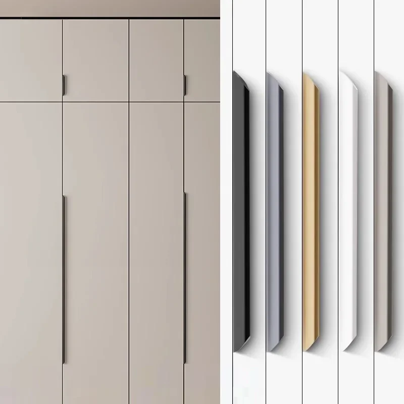 Cabinet Door Invisible Handle Wardrobe Modern Simple Black Gold Cabinet Drawer Edge Sealing Door Handle Light Luxury No Punching