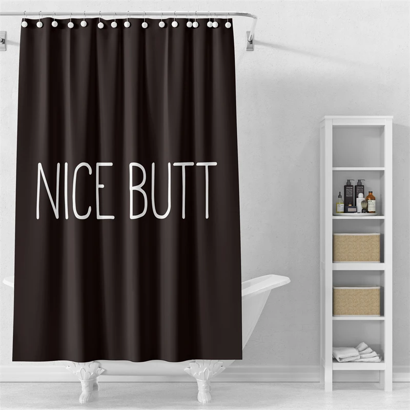 Gaslight Gatekeep Girlboss Nice Butt Black Funny Shower Curtain Set with Grommets and Hooks for Bathroom Decor