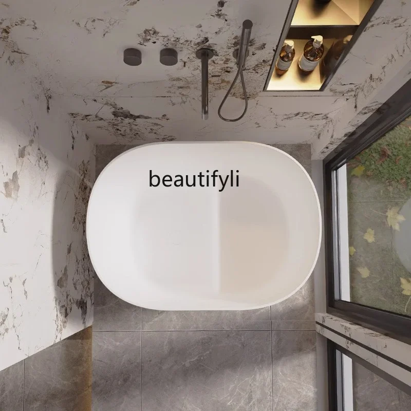 X فقاعة عميقة من الحجر الصناعي البوليمر، حوض استحمام بيضاوي للجلوس المنزلي