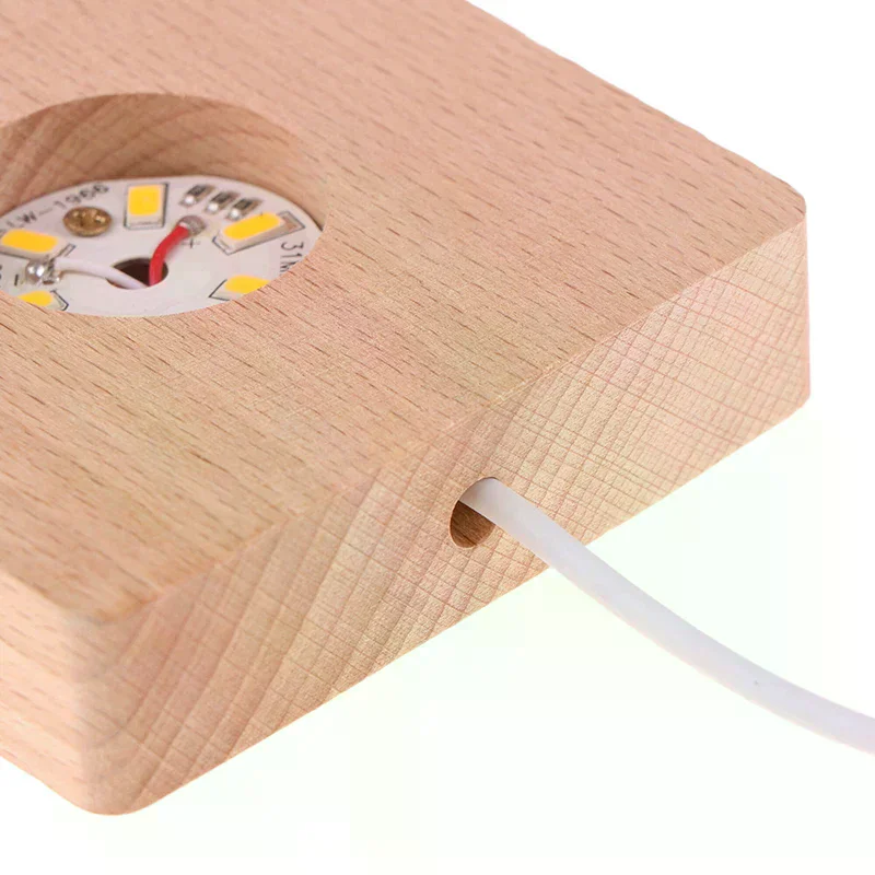 

5/6/7/8/9CM Led Solid Wood Lamp Square Night Light Usb Lamps Holder Diy Lights Holder Desktop Ornaments Decorative Lamp