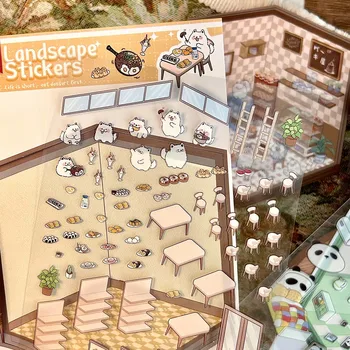 Kawaii 3D House Sticker Stationery Sticker Cute Puppy Scene Stickers Decal Stickers for Scrapbooking DIY Arts Crafts Album