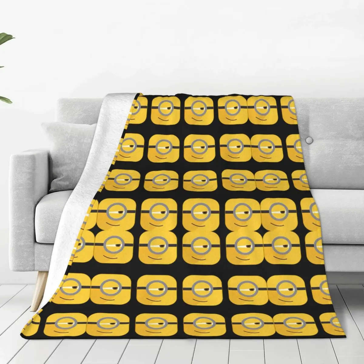 Minion Glasses Blanket Soft Warm Novelty Plush Throw Blanket For Couch Chair Camping Flannel Bedspread Bed Cover