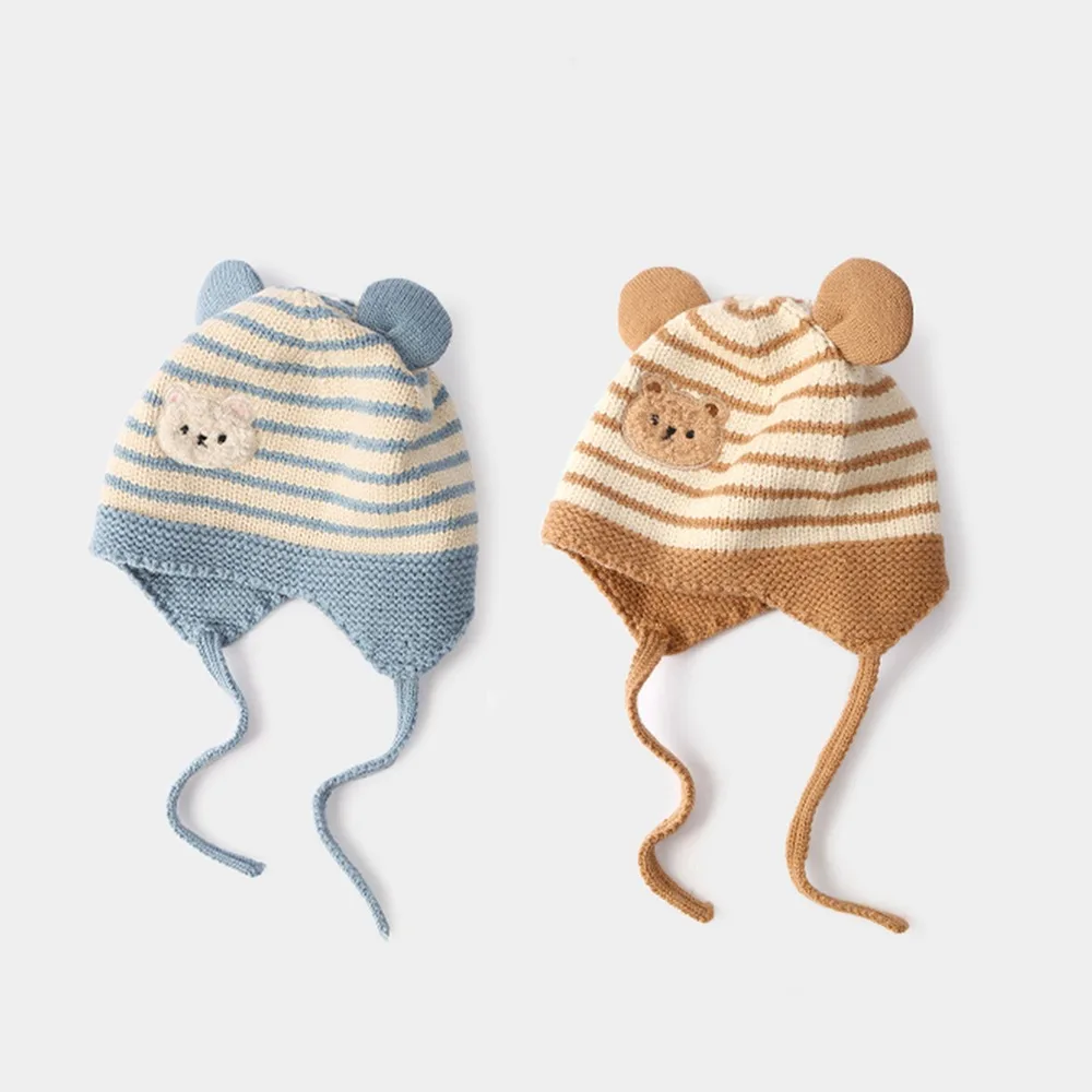

0-2 Year Baby Wool Hat Cute Bear Ear Protection Hat Children Winter Thickened Warm Knitted Korean Version of The Baby Hat