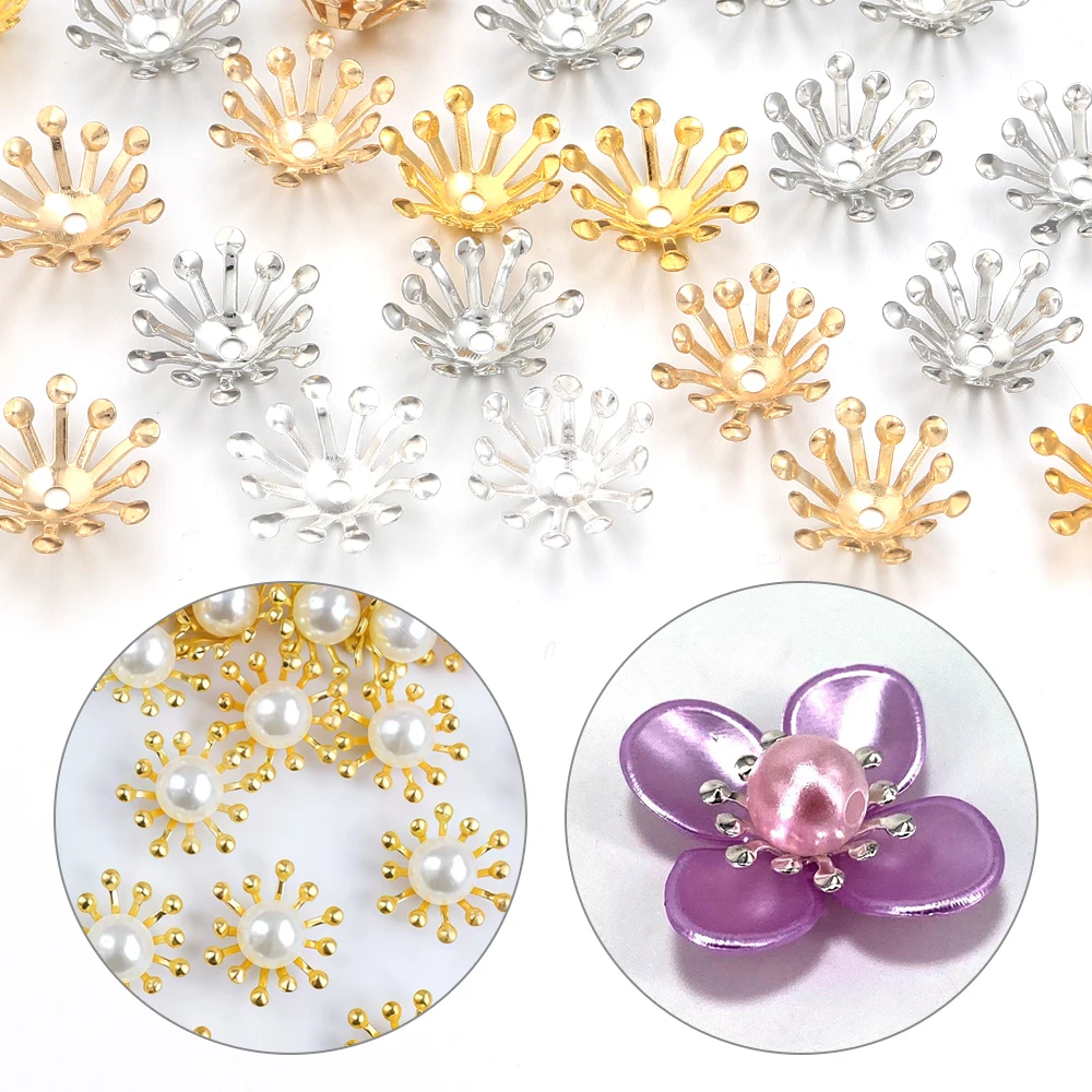 100pcs 13mm Flower Bead Caps Metal Iron Spacer Beads End Caps For Jewelry Making DIY Bracelets Necklace Decoration Accessories image 4