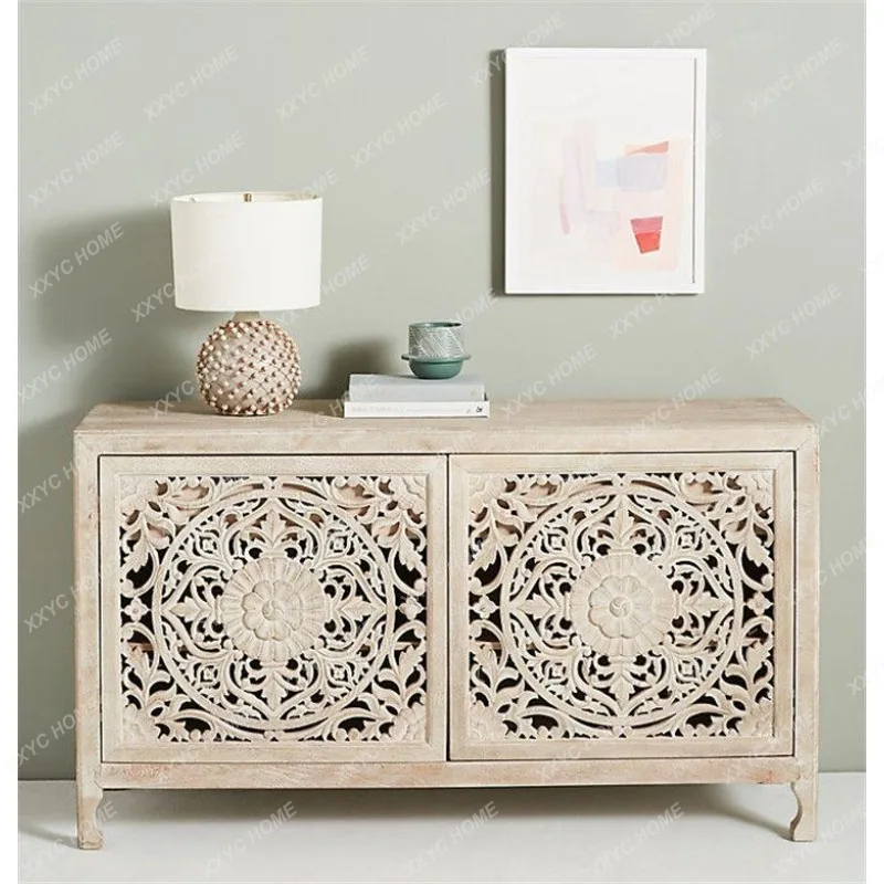 Accessible luxury solid wood entrance cabinet palace living room sideboard retro furniture
