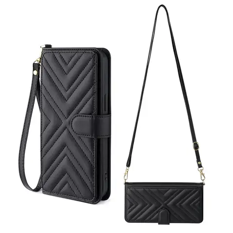 For Fairphone 5 case keychain wristlet Shoulder Bag PU Leather Back Case Cover Phone Accessories