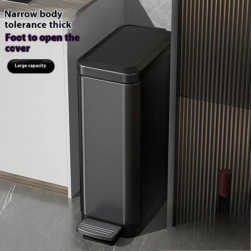 Trash Can Pedal Pail With Lid Stainless Steel  Odor Resistant Home Trash Bin Kitchen Bathroom Large Capacity Garbage Can