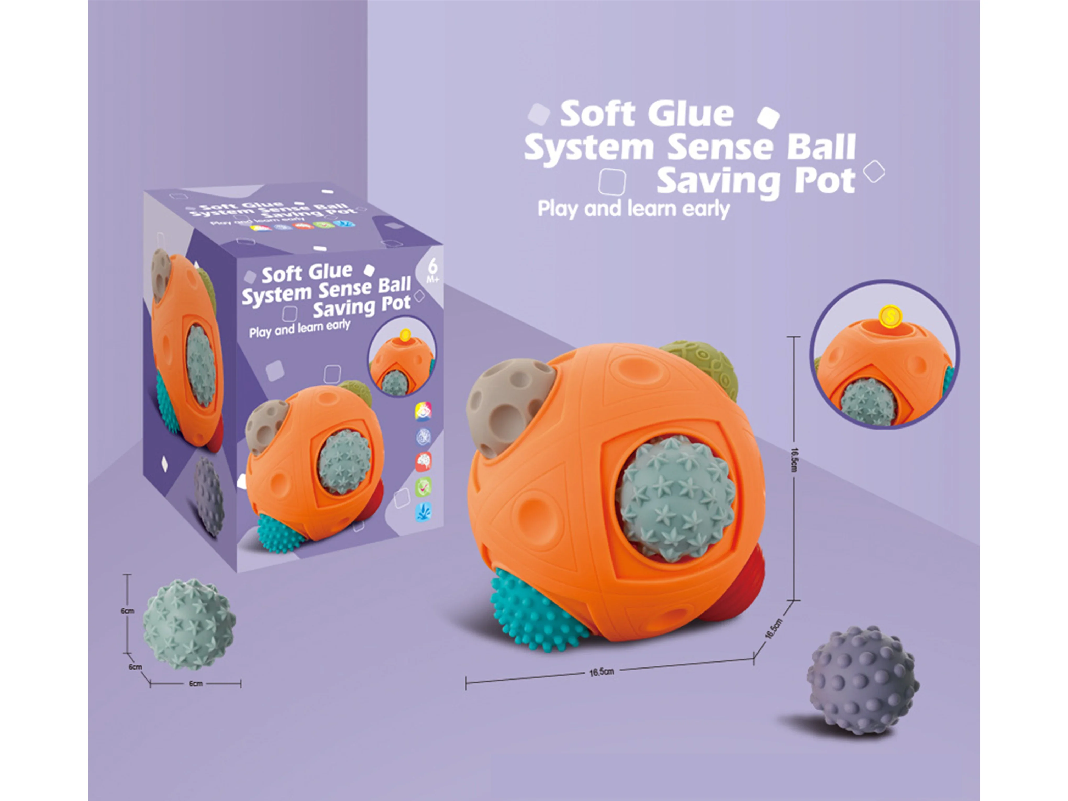 

Baby's Montessori Soft Rubber Toys Finger Brian exercise Save but don't take System Sense Ball Saving Pot Gift Toy For Kids