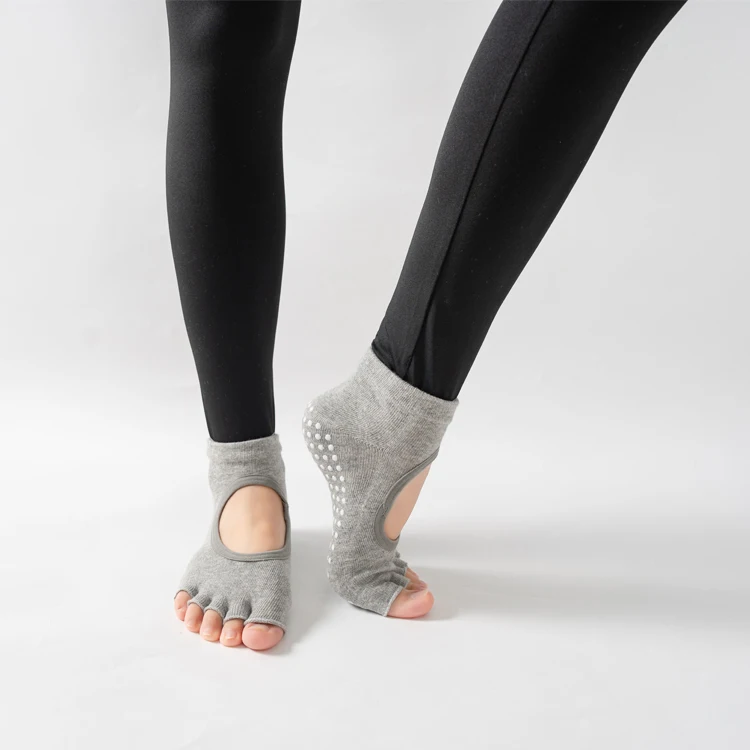 Frauen rücken freie Fünf-Zehen-Yoga-Socken rutsch feste Baumwolle Damen tanzen Balletts ocken öffnen halb atmungsaktive Fitness-Sports ocke für Pilates – Detail 22